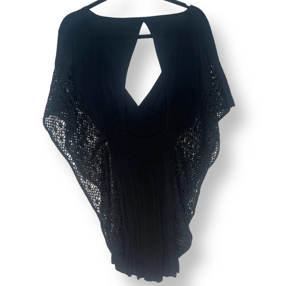 VICTORIA’S Secret Swim Cover Up Plunge Tunic Caftan Open Back Black Size M - Picture 9 of 10